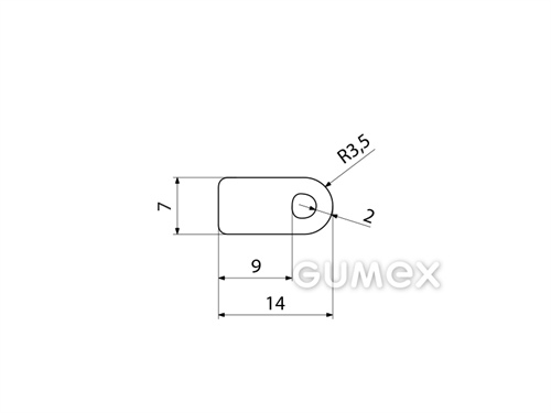 Silikonový profil tvaru "D" s dutinkou, 7x14/R3,5mm, 40°ShA, -60°C/+180°C, transparentní